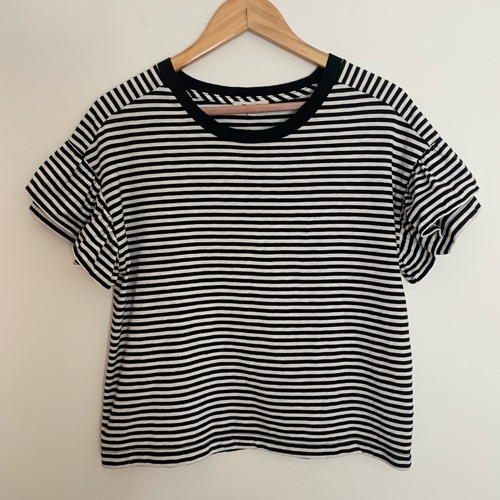 Madewell Striped Top with Ruffled Sleeves